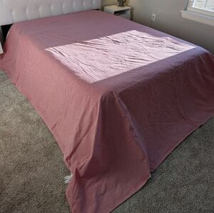 JCPenney Home Red Gingham Check King Flat Sheet Cotton Blend Cottagecore Vintage